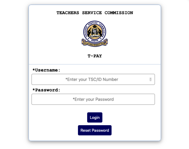 TSC online Pay Slip Download/ TSC T-pay log in portal